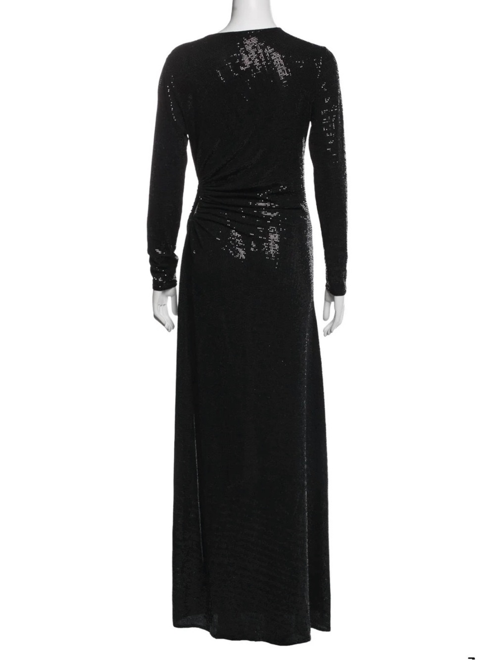 Maje Black Long Sleeve Sequin Gown